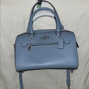 Coach Blue Satchel with Silver Hardware